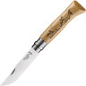 Нож OPINEL №8, нержавеющая сталь, рукоять дуб, гравировка заяц, 002333